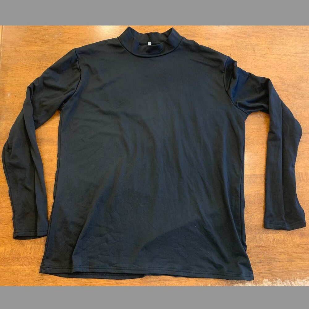 Men's Athletic Layering Mock Turtleneck Black Shirt